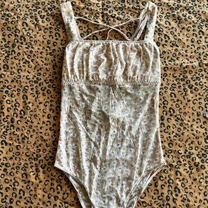 Hollister Gilly Hicks Pink Floral Mesh Bodysuit